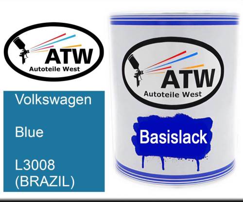 Volkswagen, Blue, L3008 (BRAZIL): 1L Lackdose, von ATW Autoteile West.